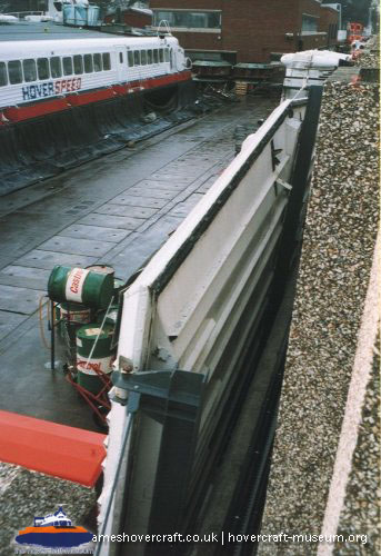 SRN4 Sir Christopher (GH-2008) being broken up at Dover -  (credit: The <a href='http://www.hovercraft-museum.org/' target='_blank'>Hovercraft Museum Trust</a>).